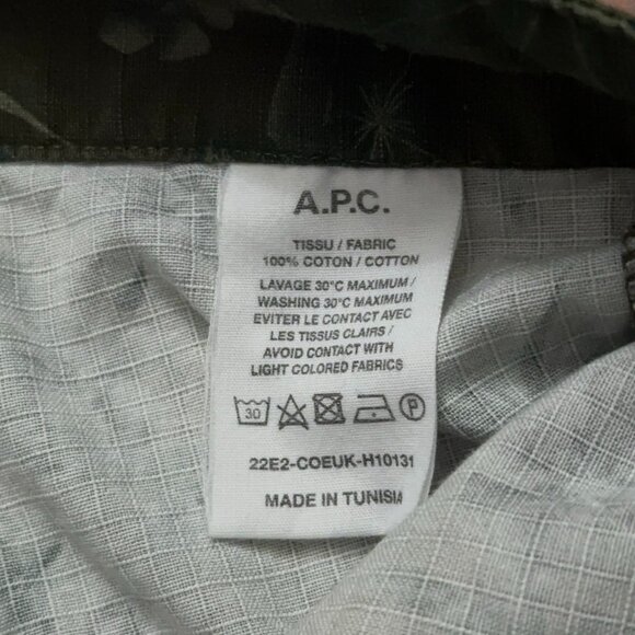 A.P.C. Shorts Mens Size S Andy Chino Khaki 7" Inseam Floral Green - Picture 5 of 5